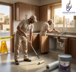 عزل مطابخ في حي المنار باستخدام أحدث مواد العزل المائي لمنع تسربات المياه