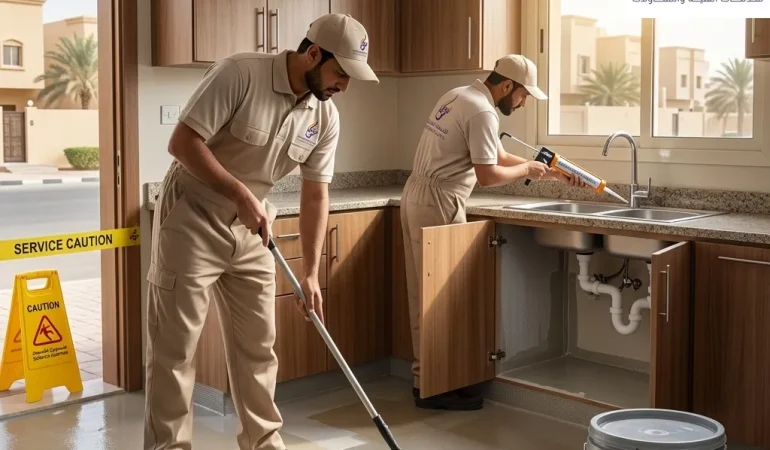 عزل مطابخ في حي المنار باستخدام أحدث مواد العزل المائي لمنع تسربات المياه