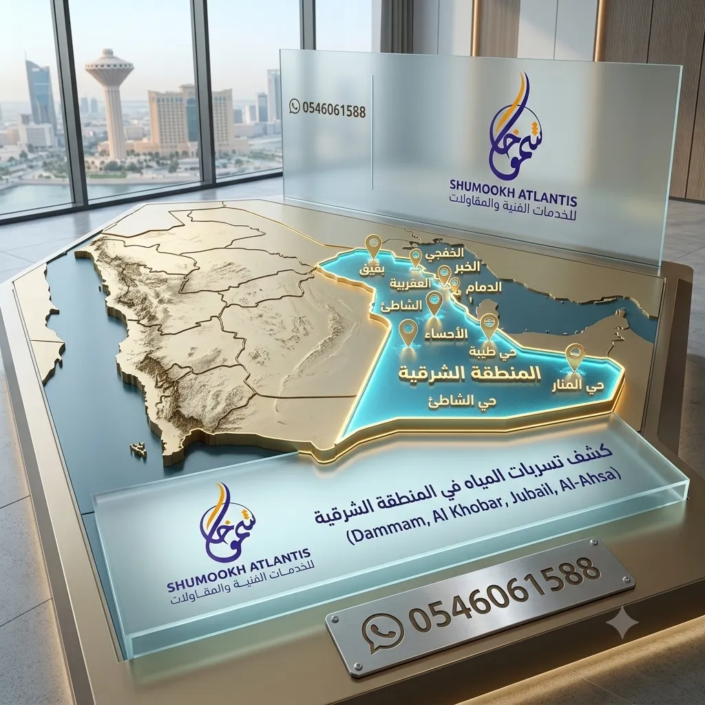 المناطق التي تقدم فيها شركة شموخ أطلنتس خدمات جهاز كشف تسربات المياه في العقربية والخبر