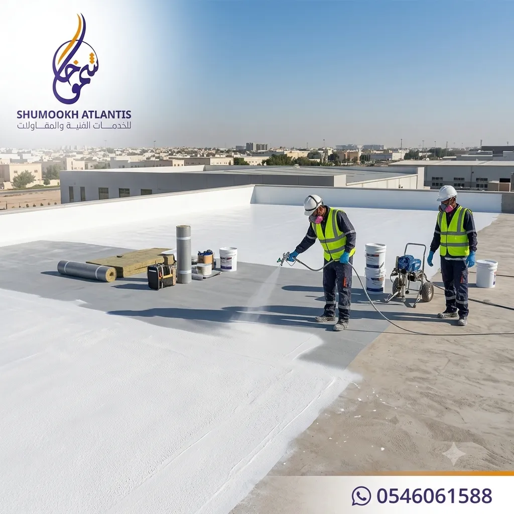 تطبيق العزل المائي ضمن أعمال عزل أسطح حي المنار باحترافية