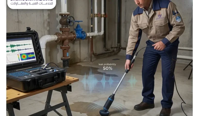 شف تسربات المياه بحي المنار باستخدام أحدث أجهزة الكشف الإلكترونية دون تكسير.