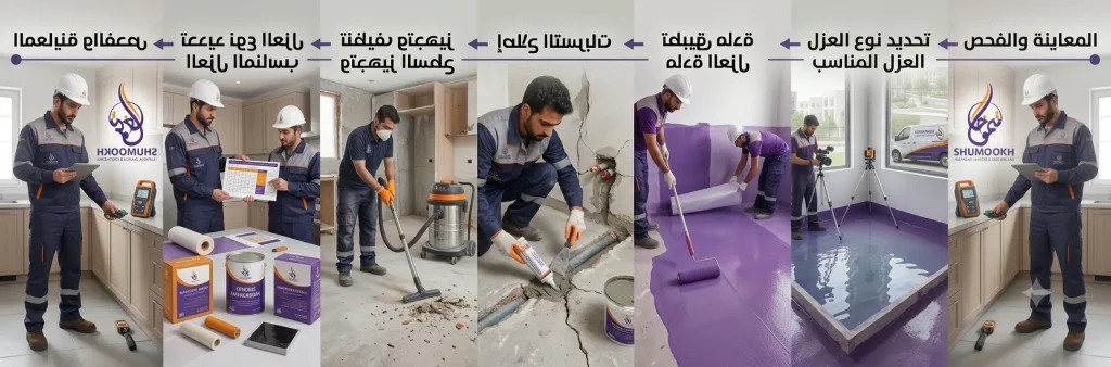 مراحل تنفيذ عزل مطابخ في الحزام الذهبي